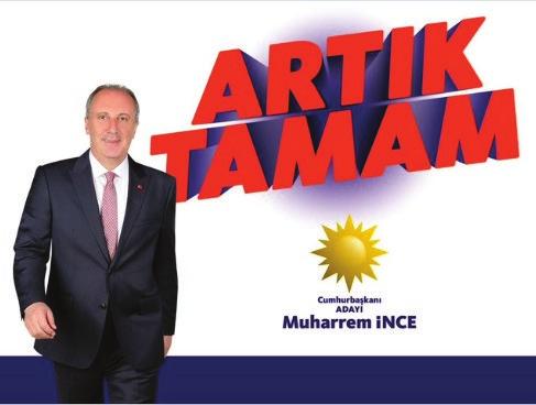 mücadelesidir sözleri ile seçim sürecinde hangi konuları ön plana çıkaracağını ortaya koymuştur. Bundan önce belirlenen seçim sloganı ise Türkiye ye Güvence Muharrem İnce şeklindedir.