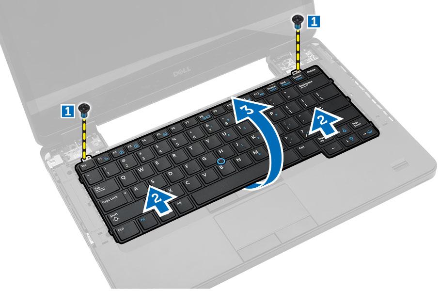 5. Klavye kablosunu çıkarın ve klavyeyi bilgisayardan kaldırın. Klavyeyi Takma 1.