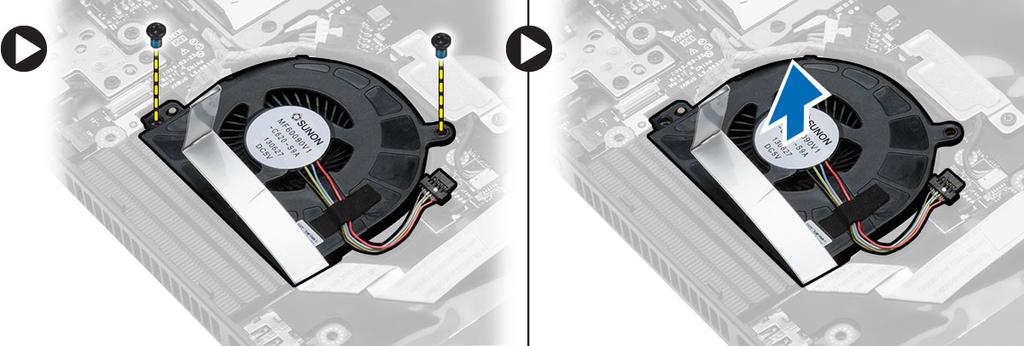 G/Ç kartı kablosunu konnektörüne takın. 4. Sistem fanını bilgisayara sabitleyen vidaları sıkın. 5. Şunları takın: a.
