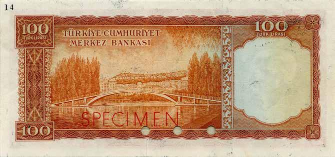 Tertip, 100 Lira, Renk Denemesi İmza: Osman Nuri Göber, Reşat