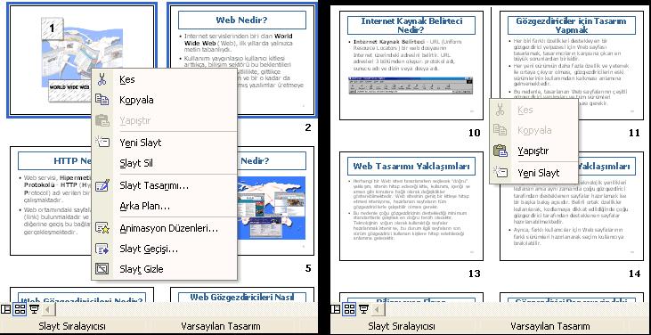 ). Şekil 23 Normal görünümde slayt kopyala-yapıştır işlemi 2.4.2. Kes ve yapıştır komutlarını kullanma Kes ve yapıştır işlemleri, kopyala ve yapıştır işlemleri ile aynıdır.