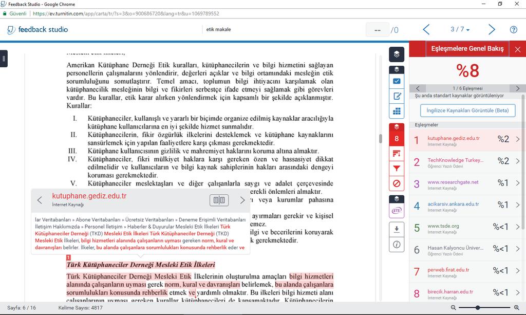 Benzeşim Oranı ve Detayları Üzerine Çalışma Alanı -2 Ödev/Tezin üzerine not alma veya sesli mesaj bırakma alanıdır.