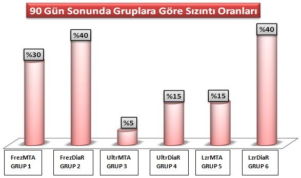 6 FUNDA YILMAZ-BADE SONAT-MÜJGAN İZGÜR Şekil 2. 90 gün sonunda gruplara göre sızıntı oranları Çizelge 4.