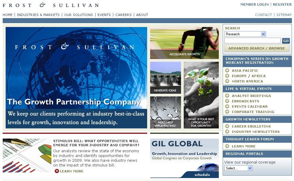 Signing in to www.frost.com Go to the Frost & Sullivan home page at www.frost.com. To sign in, click on the MEMBER LOGIN link at the top of the page.