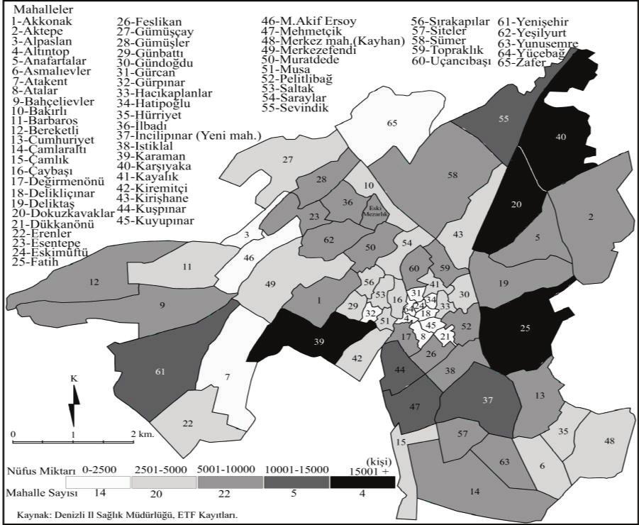 Turkish Journal of Police Studies 25 Şekil 5: Denizli Şehrinde Nüfus Dağılışı Şehirdeki diğer iki suç koridoru, Saraylar Mahallesi nden güney ve güneybatıya uzanmaktadır.