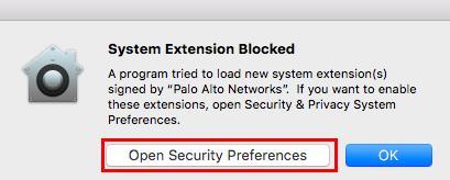6. Adım : İşletim sisteminizin versiyonuna göre aşağıdaki System Extension Blocked uyarı