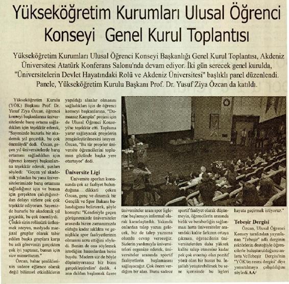 B YÖK Ulusal Öğrenci Konseyi