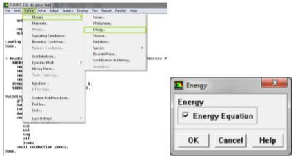 5.3.3 Enerjiyi Aktif Hale Getirme Isıl analiz yapmak için Define-Models-Energy seçeneğini aktif hale getirmemiz gerekmektedir.