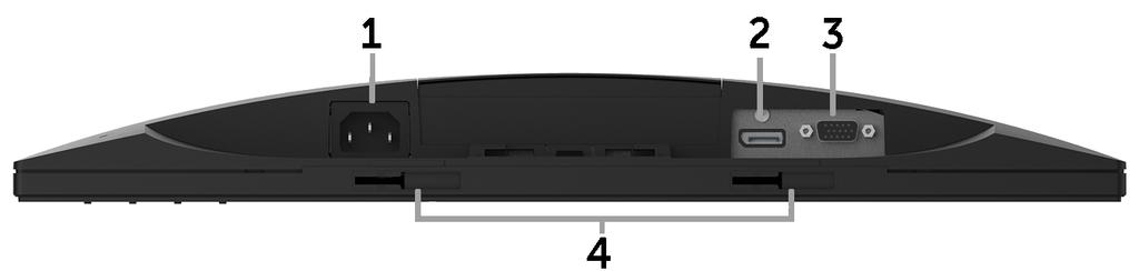 Alttan Görünüm Etiket Açıklama Kullanım 1 AC güç konektörü Monitörün güç kablosunu bağlamak içindir. 2 DisplayPort konektörü Bilgisayarınızın DP kablosunu bağlayın.