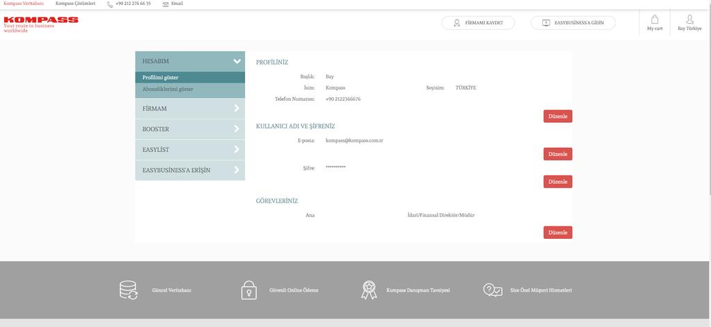 Kompass Firma Profili Güncelleme Hesabım