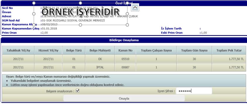 Oluşturulan iptal ve ek/asıl belgenin hangisine onay