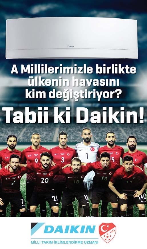 sektör gündemi Daikin, Türk Milli Futbol Takımı nın iklimlendirme sponsoru oldu İklimlendirme sektörünün lider markası Daikin, Türk Milli Futbol Takımı nın İklimlendirme Sponsoru oldu.