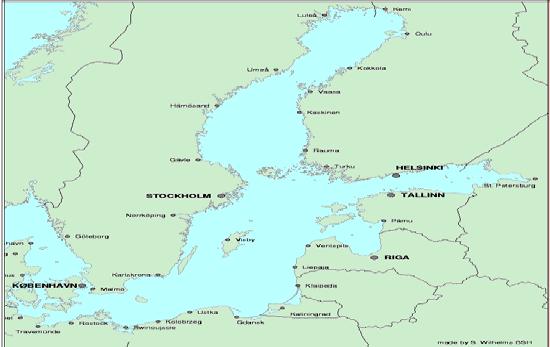 8. Bothnian Koyu Şekil 1. Özel duyarlı deniz alanı olarak önerilen bölge Meteoroloji: Baltık Denizi batı ya da güneybatıdan gelen kasırgaların olduğu batı rüzgarları kuşağında yer almaktadır.