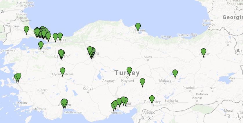 ÇALIŞTIĞIMIZ BÖLGELER Alt-Lisans