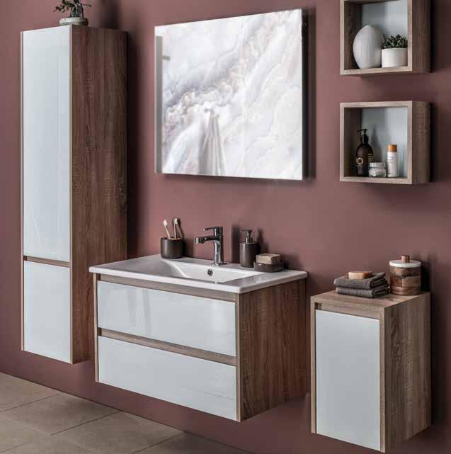 ADRIA ADRIA 85 cm BANYO DOLABI VENUS 85 cm Etajerli Lavabo + Alt Dolap Üst Ayna Boy Dolabı