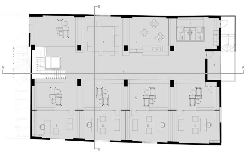 Technical Room 10 Teras Terrace Zemin Asma Kat Planı Ground Floor Mezzanine Plan 1 Hol Hall 2 Dinlenme