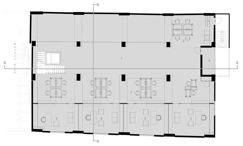 Teras Terrace İkinci Kat Asma Kat Planı Second Floor Mezzanine Plan 1 Açık