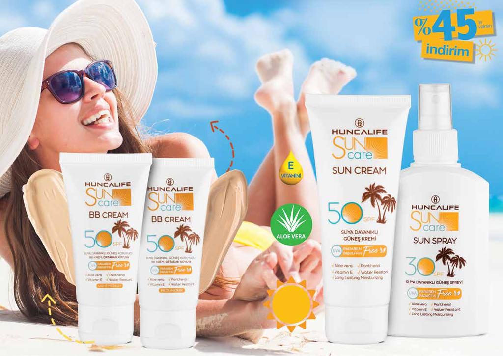 HUNCALIFE Sun Care 50 SPF BB Yüz Kremi Açık Renk 7490-50 ml HUNCALIFE Sun Care 50 SPF BB Yüz Kremi Koyu Renk 749-50 ml Ortadan Koyuya 65,00 5,90 65,00 5,90 BB Güneş Kremi Serisi ile hem cildini