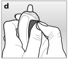 შესხურების შესასრულებლად დააჭირეთ გამფრქვევ ღილაკს (სურათი c). 4. თუ ვერ აჭერთ ღილაკს ერთი დიდი თითით, დააჭირეთ ორივე ხელის თითები (სურათი d). 5.