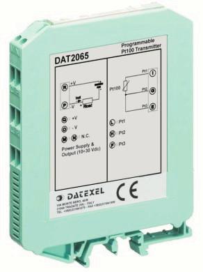 Kanallý DAT2145 - TC Dip Switch, TC (K,J,R,ST) 4-20mA, 0-10V 3 telli 10-30 VDC DAT2165 DAT2166 -RTD Dip Switch, PT 100 (2, 3