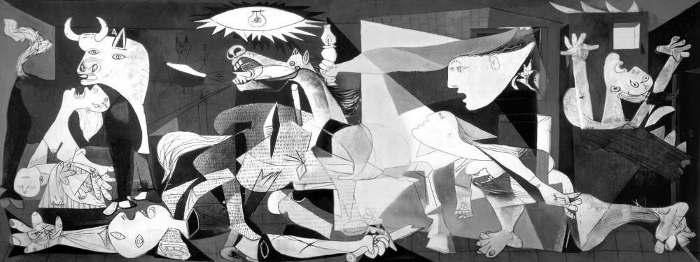 216 Gökçen Şahmaran Can Resim 3. Pablo Picasso, Guernica, 1937 Tuvalin sol tarafında görülen kızgın boğa İspanya'nın gelenekselleşmiş kültürünü simgeleyerek, milliyetçilik kavramının altını çizmiştir.
