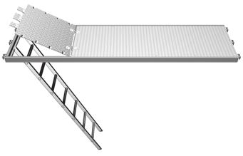 xxx, 1,57 3,07 m U-erişim platformu, alüminyum, 0,61m genişlik, entegre kat merdiveni ile birlikte*, Ref. No. 3852.