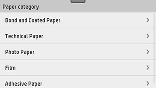 8. Kağıt türünüz ön panelde görünmüyorsa, More paper types (Diğer kağıt türleri) seçeneğine dokunun. Kağıt türünüz listenin tamamında da görünmüyorsa, bkz. Kağıt türü sürücüde yok, sayfa 120. 9.