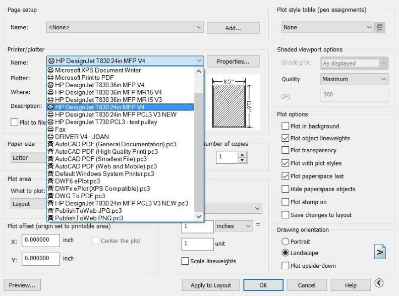 4. Yazıcıyı seçin: AutoCAD varsayılan yazıcınızı otomatik olarak kullanmaz. 5.
