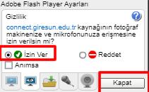 21) Gelen sayfada(şekil-17) İzin ver seçeneğini işaretleyiniz. Sonra da kapat düğmesine basınız. Paylaşımı Başlat (Şekil-18) düğmesine tıklayınız.