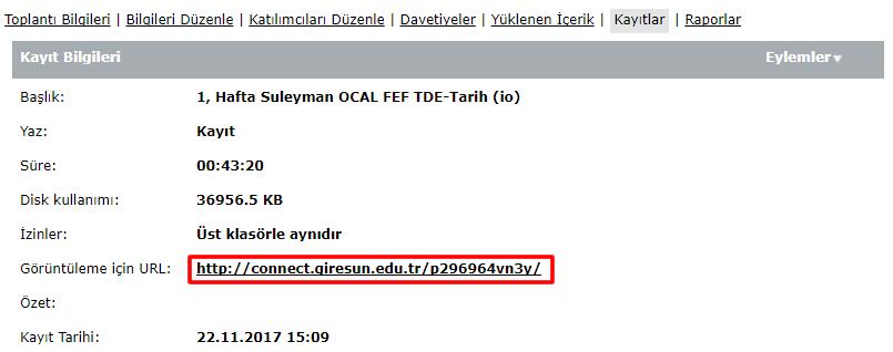 9) Gelen sayfada (Şekil-23.13) Görüntüleme için url yazan kısmı kopyalayınız. Şekil-23.