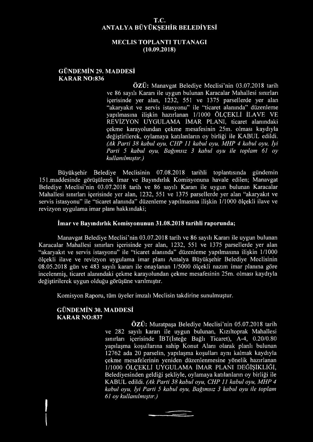 yapılmasına ilişkin hazırlanan 1/1000 ÖLÇEKLİ İLAVE VE REVİZYON UYGULAMA ÎMAR PLANI, ticaret alanındaki çekme karayolundan çekme mesafesinin 25m.