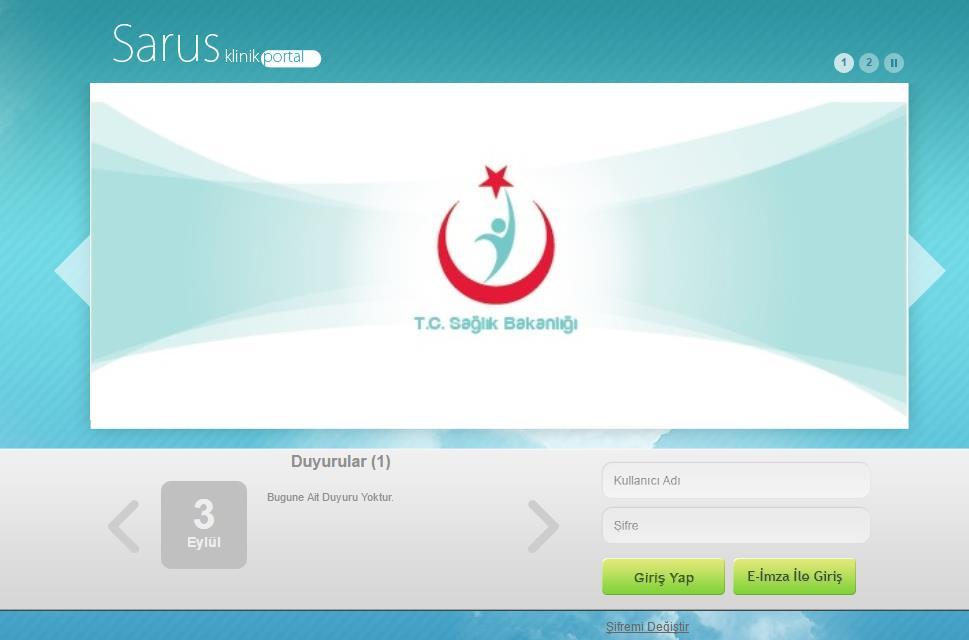 1 SARUS KLİNİK PORTAL / KAYIT KABUL Hastaneye başvuran hastaların sisteme kayıt işlemlerinin en hızlı şekilde yapılması için geliştirilmiş olan modüldür. 1.