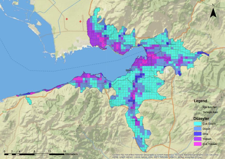 Mediha Burcu Sılaydın Aydın, Hilmi Evren Erdin, Emine Duygu Kahraman 283 bölgelerin (gecekondu alanlarının) ve bununla da ilişkili olarak yeşil alan oranının düşük olduğu alanların büyük ölçüde