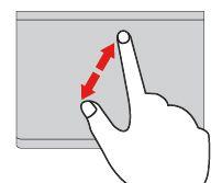 İki parmakla yakınlaştırma İki parmağınızı izleme paneline koyun ve parmaklarınızı