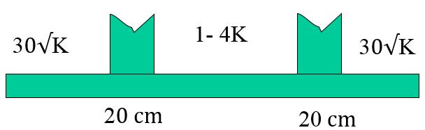 Zira, çıkıcıdan itibaren etkili mesafe; 30 K = 30 100 = 300 mm veya 30 cm dir. Çıkıcı ortada olduğundan, her iki tarafa 30 cm beslemektedir.