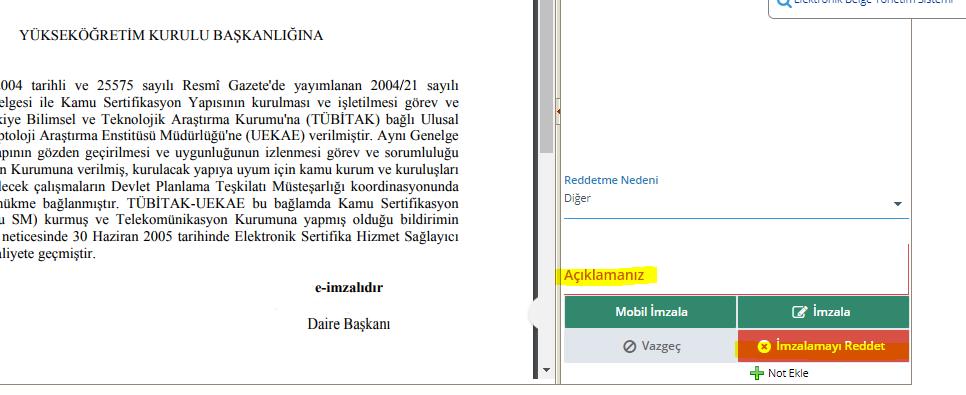 34 İmzala butonuna basıldığında şifre ekranına geçiş