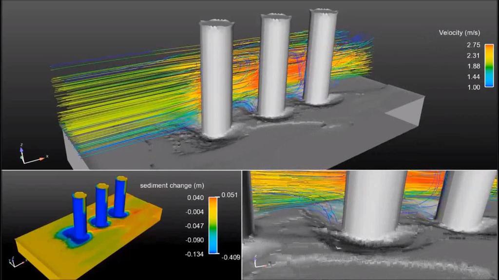 Uygulamalar (Sediment taşınımı ve yersel oyulma problemleri) FLOW-3D kullanarak