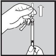 Pembe renkteki iğne kapağını enjektör yönünde aşağıya doğru çevirmek için diğer elinizi kullanınız.