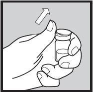 İlaç şişesinin tıpasının üst kısmını ortaya çıkarmak için, ilaç şişesinin beyaz plastik kapağını çıkarınız.