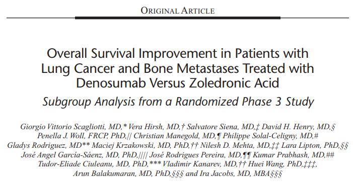 Uluslararası, Randomize, Çift kör, Aktif kontrollü, Faz 3 çalışmanın Akciğer Kanseri Sonuçları Denosumab tedavisi özellikle viseral hastalığı olanlarda (p=0.