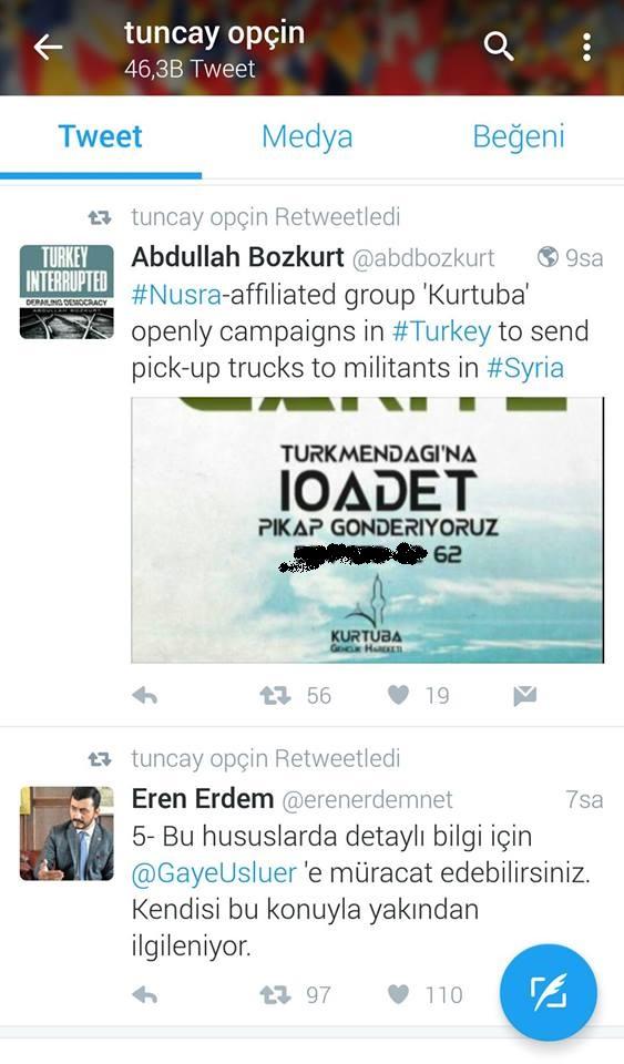 (Resim: 1) 8- Abdullah Bozkurt isimli terör destekçisi Gazeteci, Resim: 1'de görüldüğü gibi; Türkmen Dağı'nda mücadele eden Müslümanların tüm araçlarının, Esed rejiminin bombardımanıyla imha edilmesi