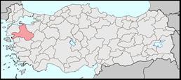 Kuzeybatı Anadolu'da bulunan il, doğuda Bursa ve Kütahya illeri, güneyde Manisa ve İzmir illeri ve batıda Çanakkale ili ile komşudur.