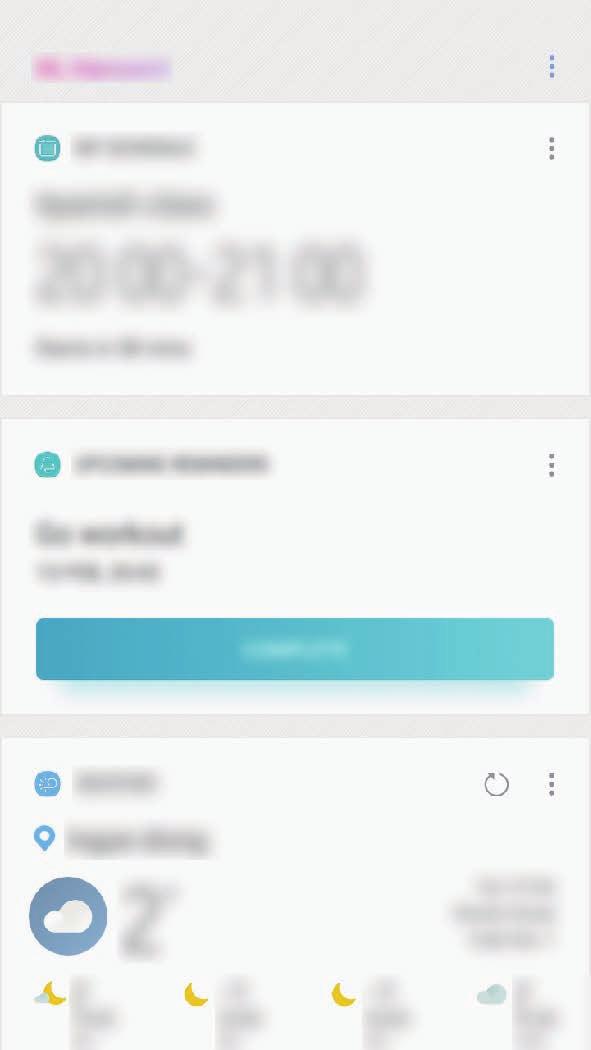 Uygulamalar ve özellikler Bixby Home üzerinde önerilen içeriği kullanma Bixby Home'yi açtığınızda sık sık güncellenen içerikleri Bixby kartları olarak görüntüleyebilirsiniz.