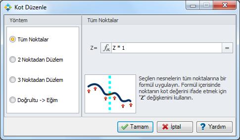 Tüm Noktalar Seçilen bütün objeleri tek bir