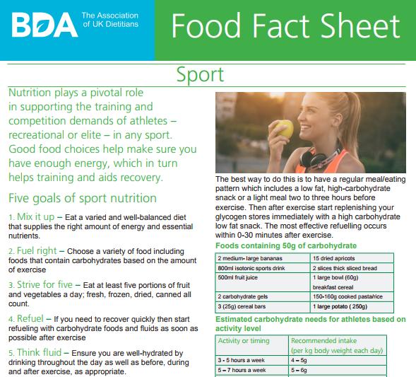 BDA ya (British Dietetic Association) göre