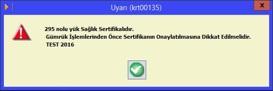 bölüm bilgisi yazılmalıdır. Örneğin sadece Kara İhracat için KE yazılmalıdır.