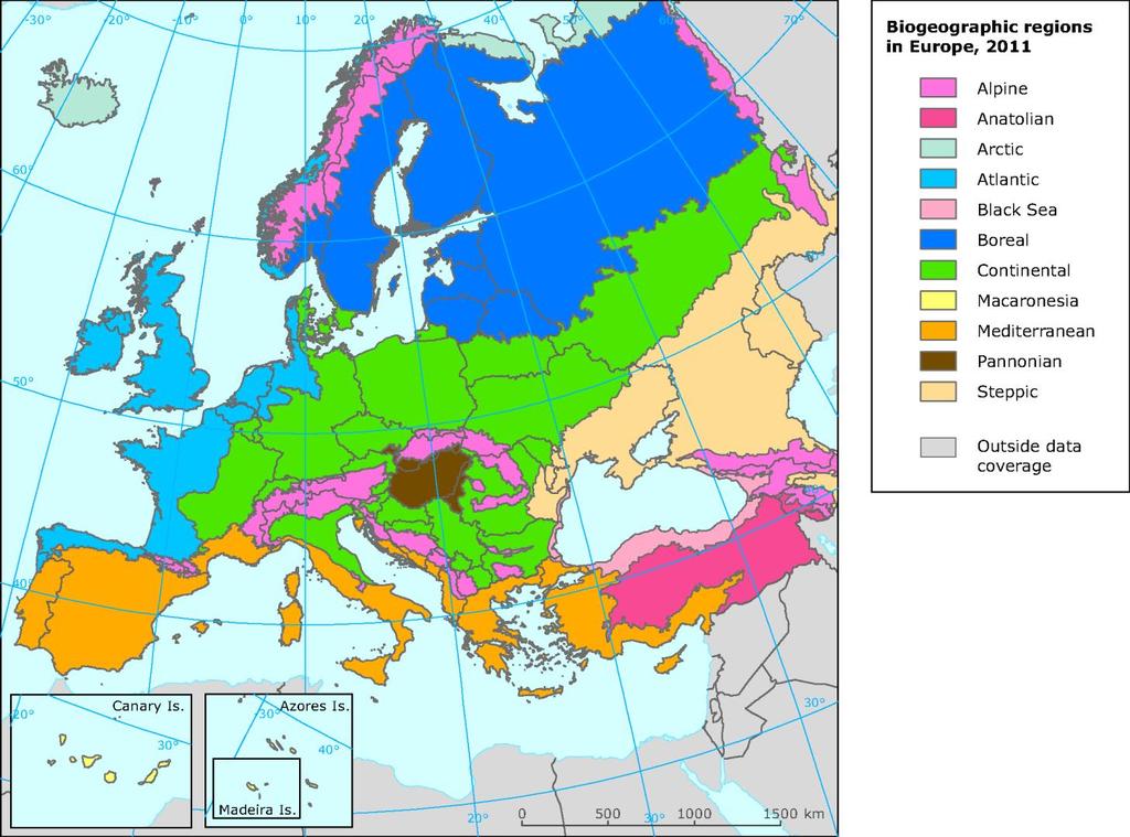 Avrupa biyocoğrafik bölgeler http://www.eea.europa.