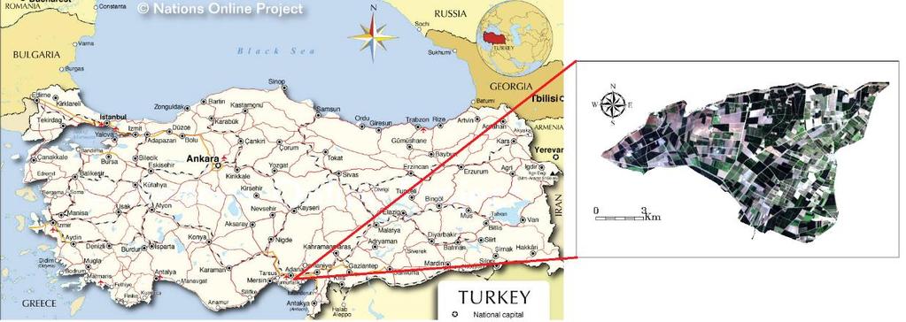 Çalışma Bölgesi Çalışma bölgesi, Türkiye nin en önemli tarım bölgelerinden biri olan Çukurova nın sınırları içerisinde yer almaktadır.