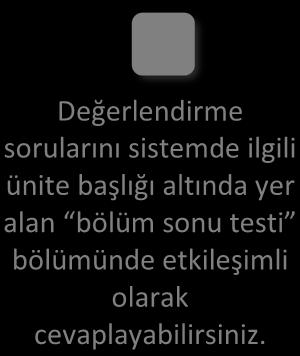 DEĞERLENDİRME SORULARI Değerlendirme sorularını sistemde ilgili ünite başlığı altında yer alan bölüm sonu testi bölümünde etkileşimli olarak cevaplayabilirsiniz. 1. Özellikle II.