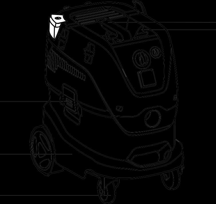 Quick reference 10 11 1 2 8 7 9 3 6 5 4 Operating elements 1 Handle 2 Accessory positions 3 Container clamp 4 Wheel 5 Container 6 Inlet fitting 7 Switch 8 Speed control 9 Appliance socket 10 Filter